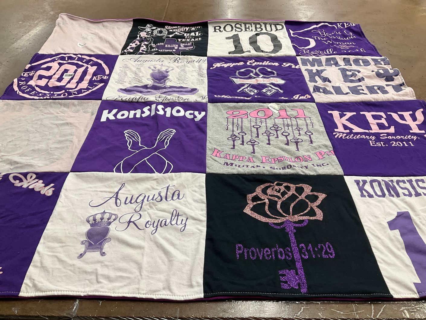 T-shirt quilt with sorority life, military organizations themes by Glenyatte from KY