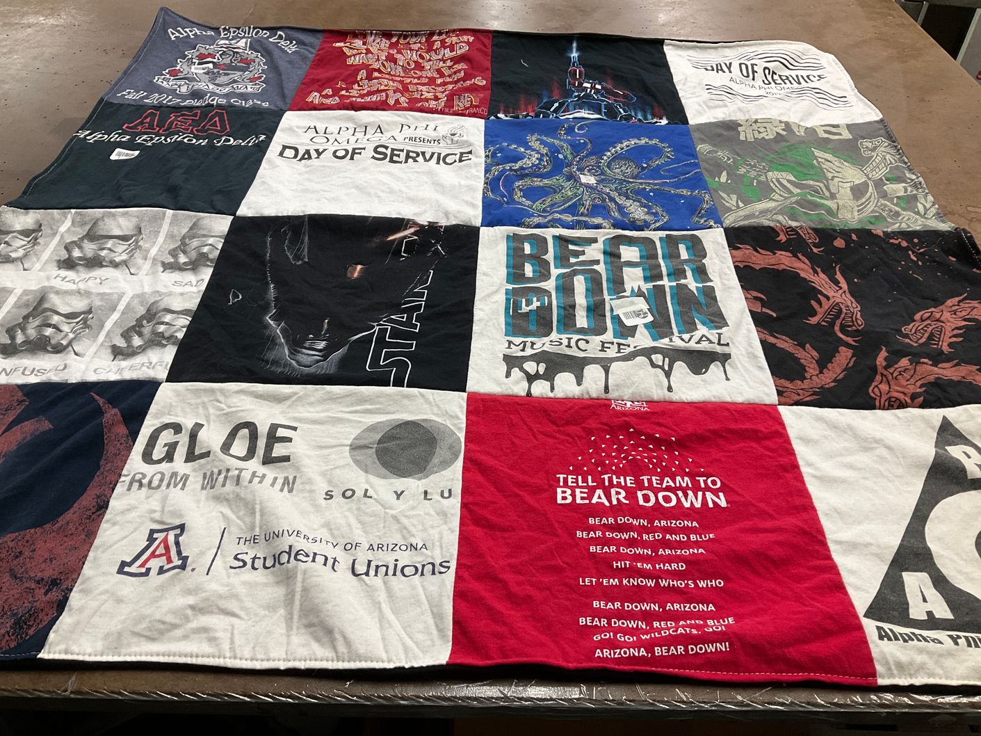 T-shirt quilt featuring arizona wildcats by Shannon from AZ