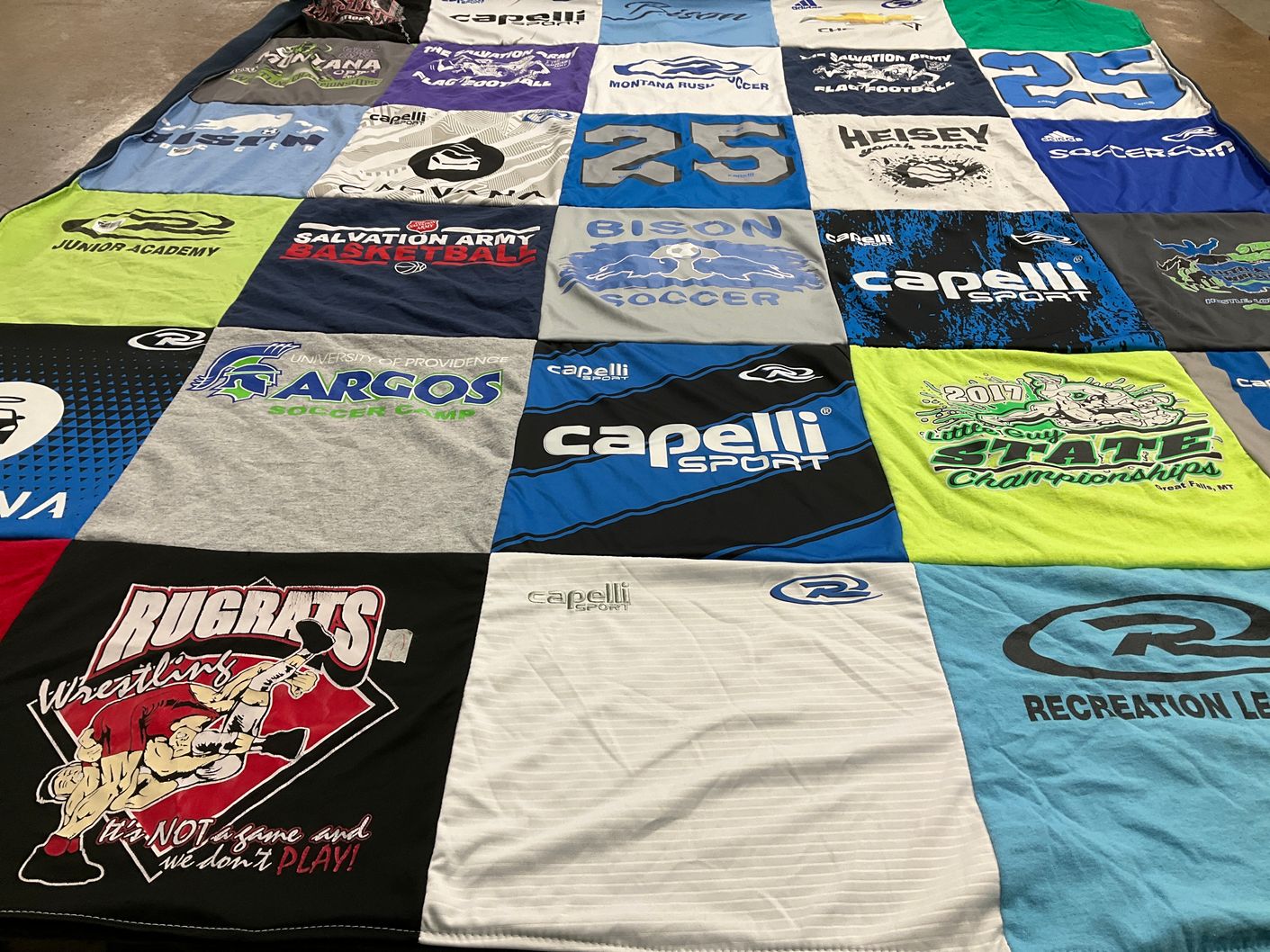 T-shirt quilt featuring rugrats wrestling by Kelsey from MT
