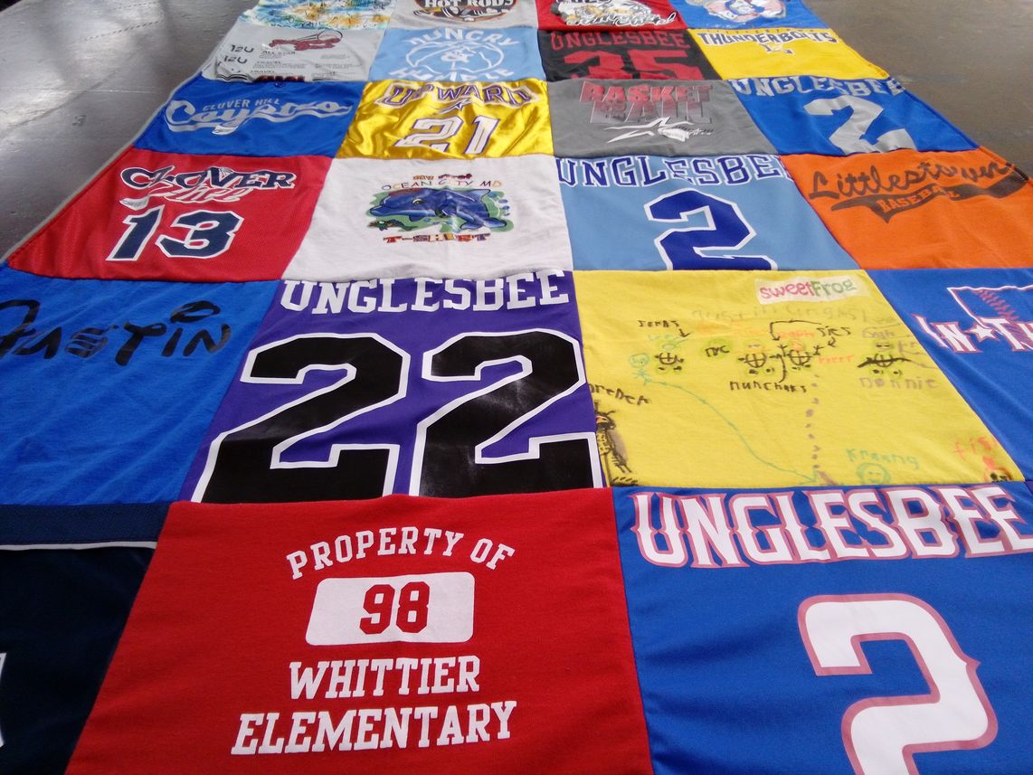 T-shirt quilt featuring clover hill high school by Jennifer from MD