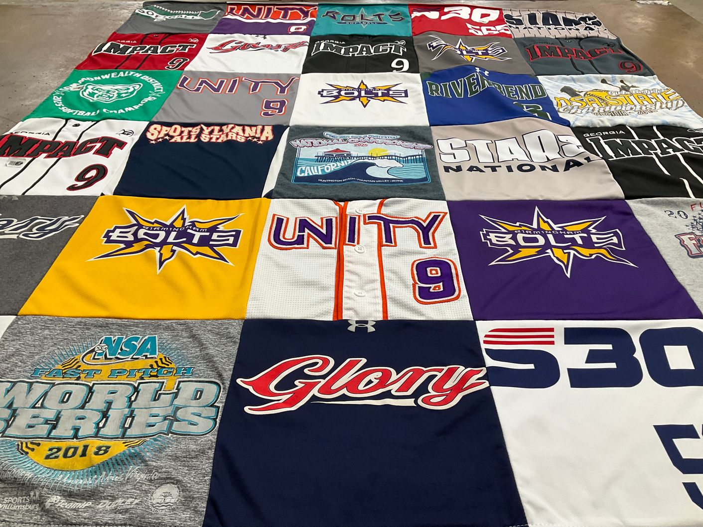 T-shirt quilt featuring bolts, unity by Tanya from VA