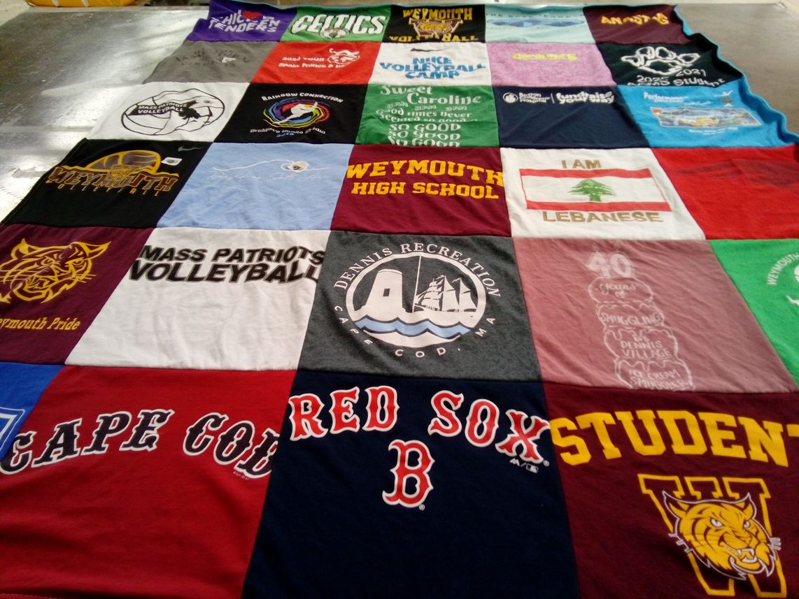 T-shirt quilt featuring mass patriots volleyball by Kathleen from MA