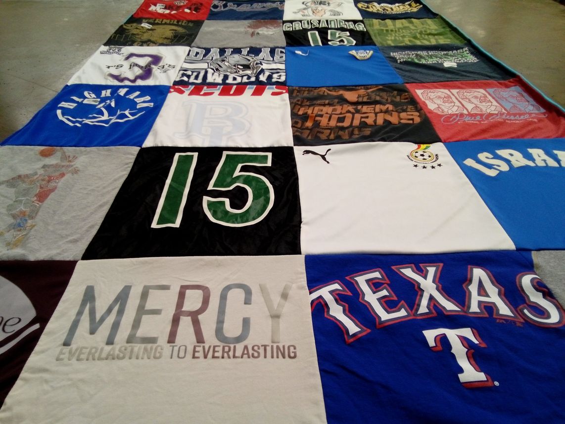 T-shirt quilt from university of texas by Clayton from UT