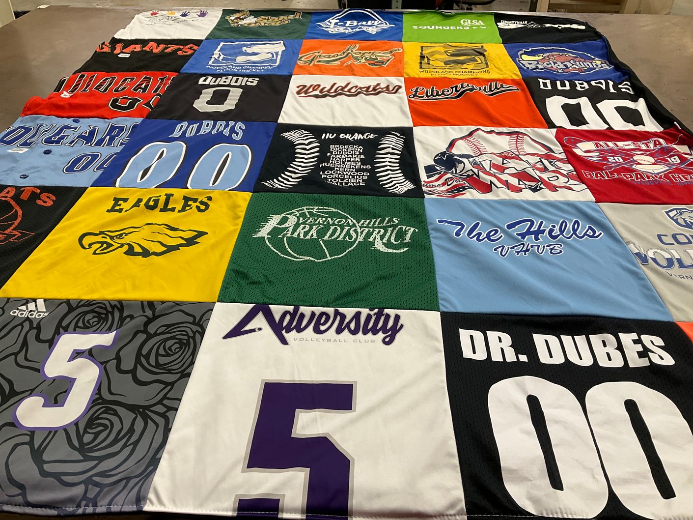 T-shirt quilt featuring dukes, wildcats by Michelle from IL