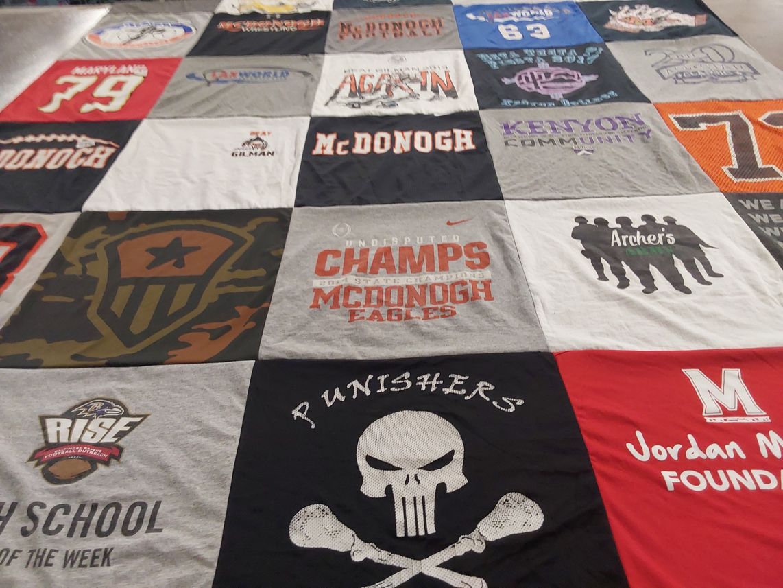 T-shirt quilt featuring mcdonogh eagles, archers by Jen from PA