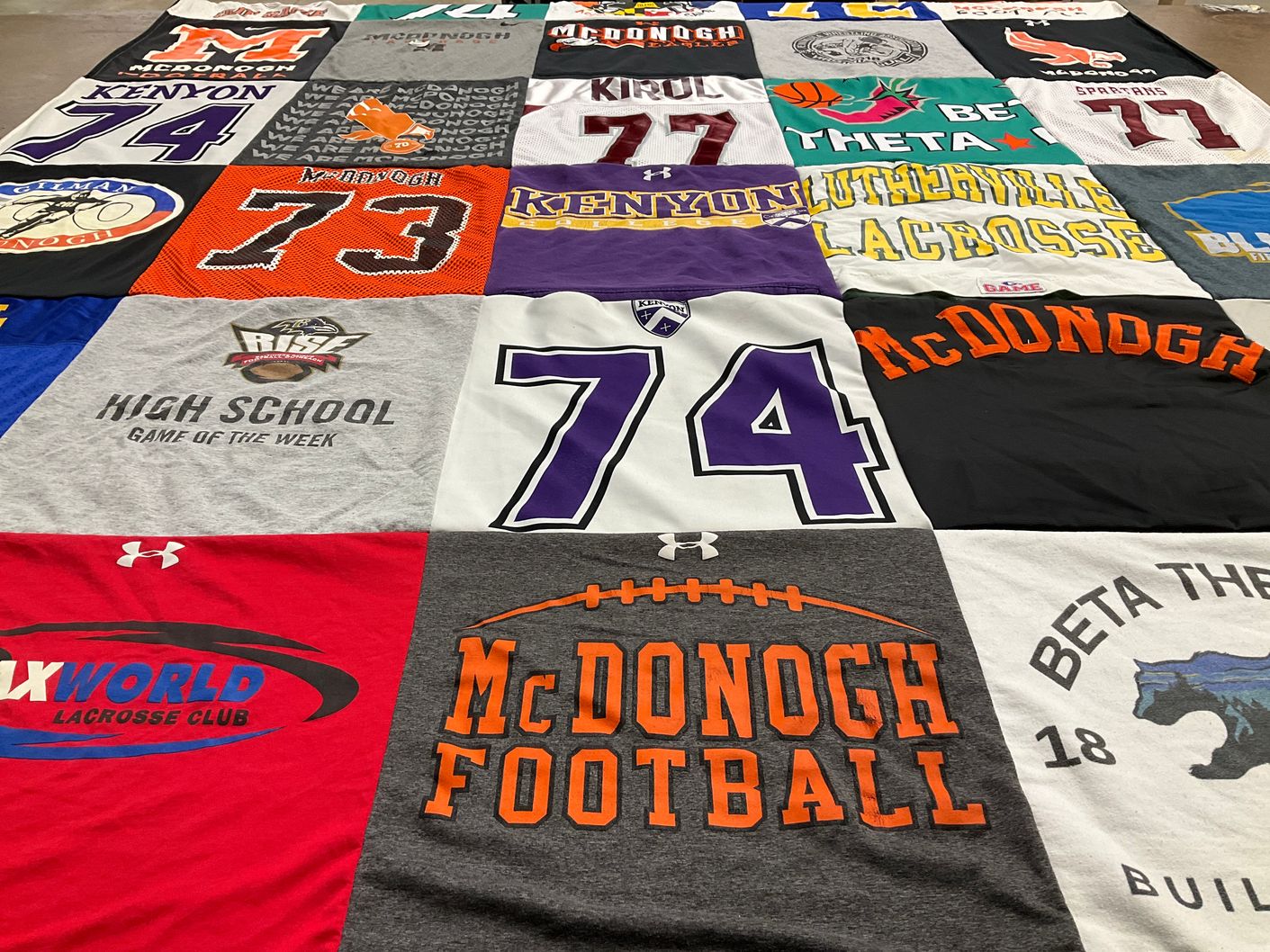 T-shirt quilt from mcdonogh school, kenyon college by Jen from PA
