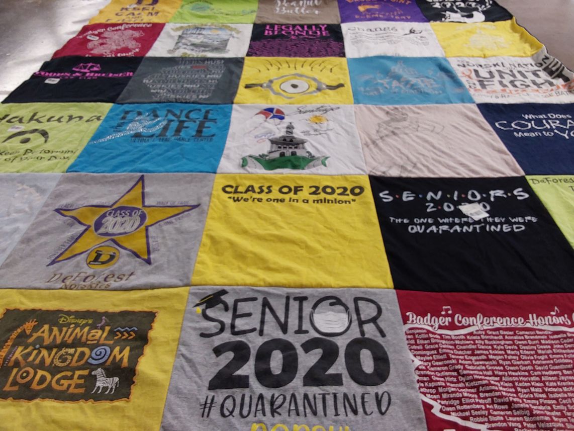 T-shirt quilt from deforest high school by Darya from WI