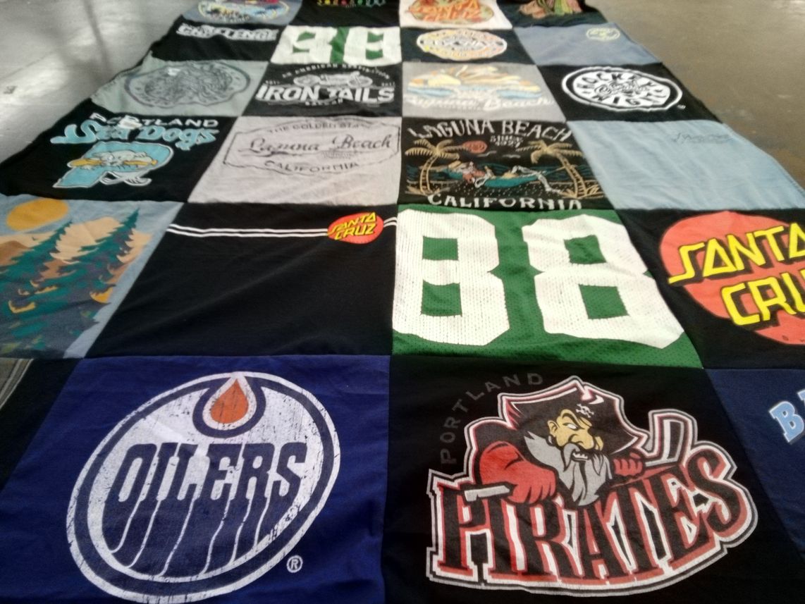 T-shirt quilt with sports, baseball themes by James from MA