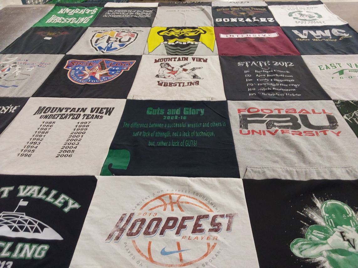 T-shirt quilt featuring mountain view wrestling team, east valley football team by Michelle from WA