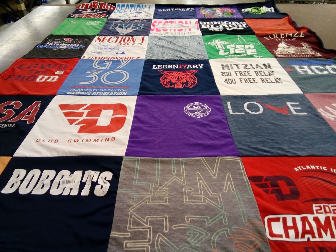 T-shirt quilt featuring bobcats by Lian from NY