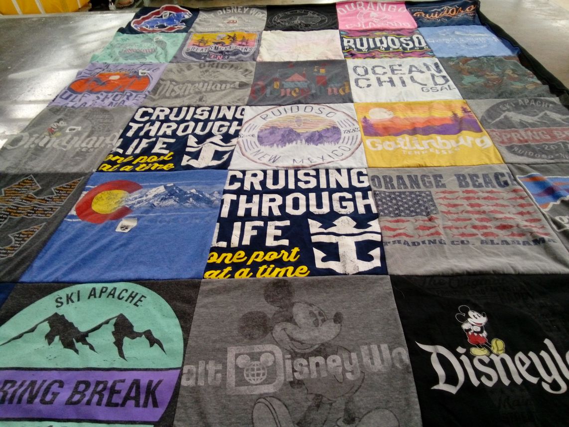 T-shirt quilt with travel, theme parks themes by Kendall from TX