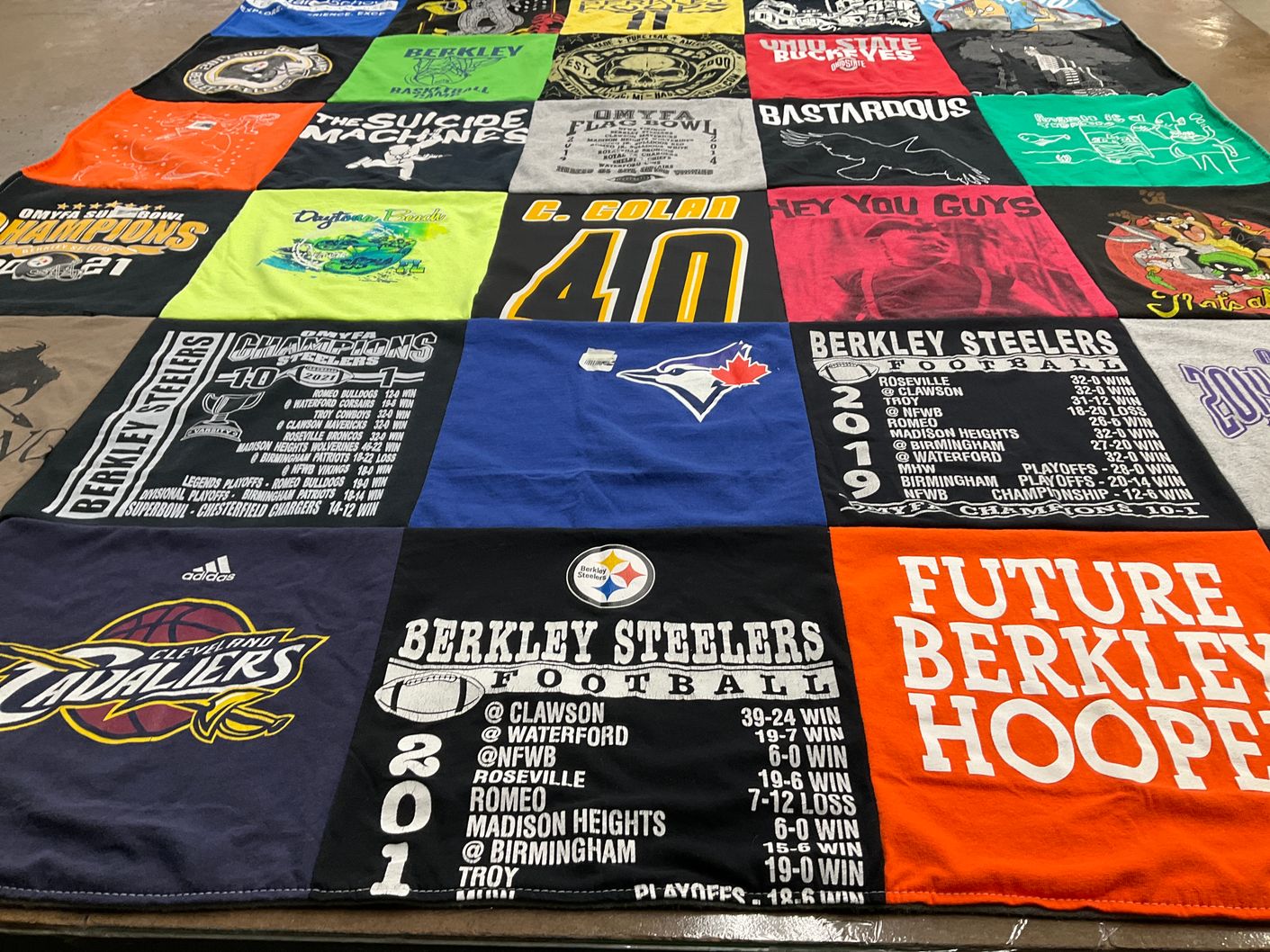 T-shirt quilt featuring cleveland cavaliers, berkley steelers by Christina from MI