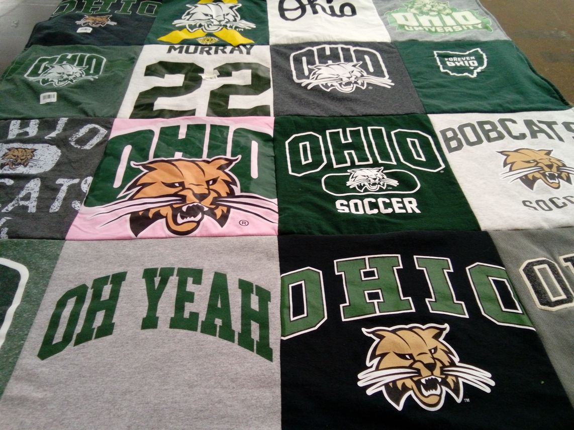 T-shirt quilt featuring ohio bobcats by Susannah from IA