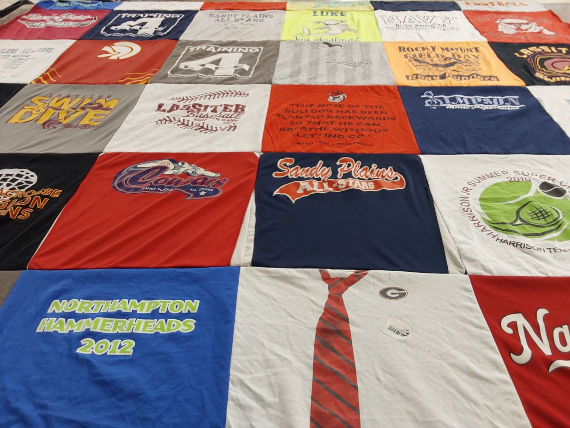 T-shirt quilt featuring northampton hammerheads by Shelley from VA