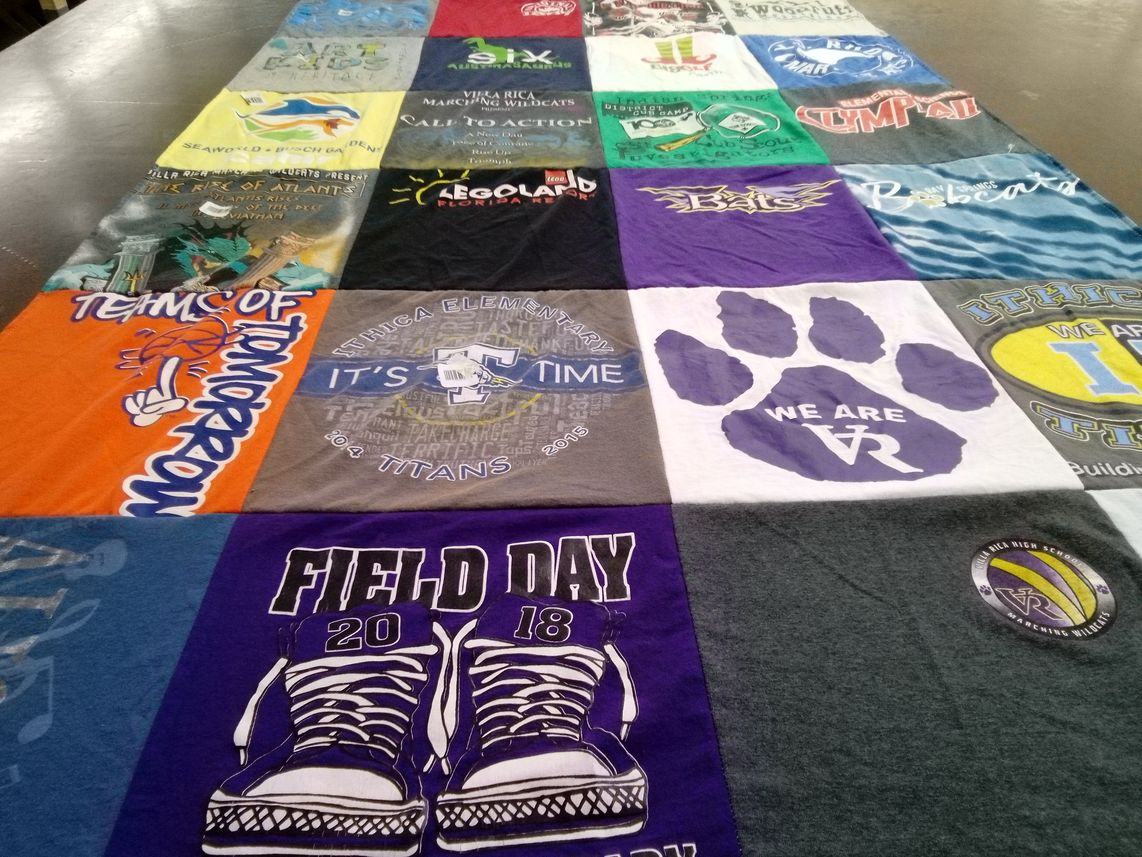 T-shirt quilt featuring ithaca elementary titans by Katy from GA