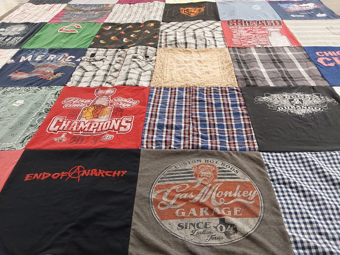 T-shirt quilt featuring chicago blackhawks by Ashley from IL