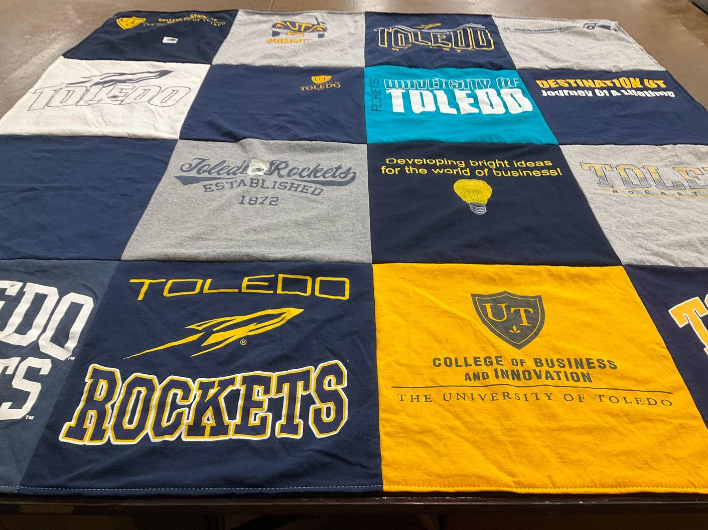 T-shirt quilt featuring toledo rockets by Chrissy from OH