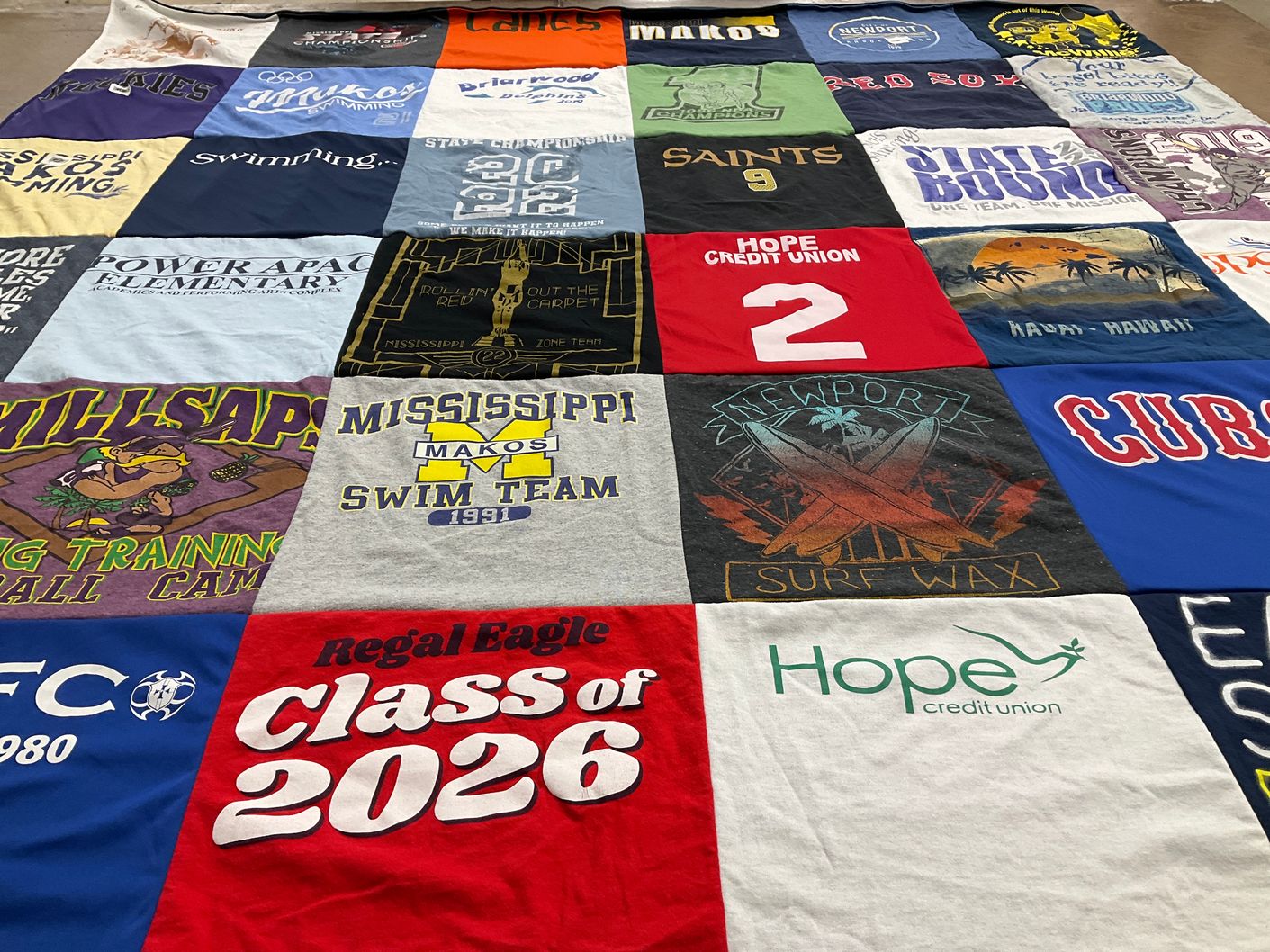 T-shirt quilt featuring mississippi makos swim team by Jennifer from MS