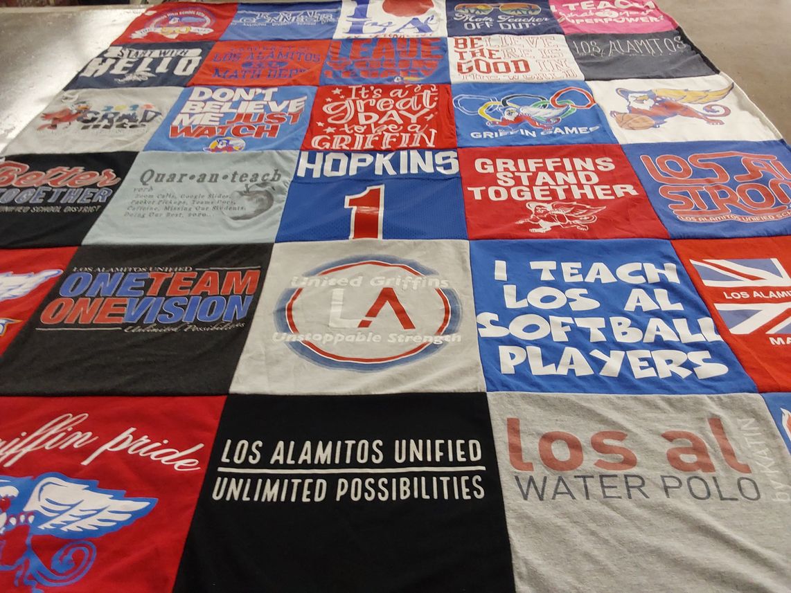 T-shirt quilt from los alamitos high school by Cynthia from CA