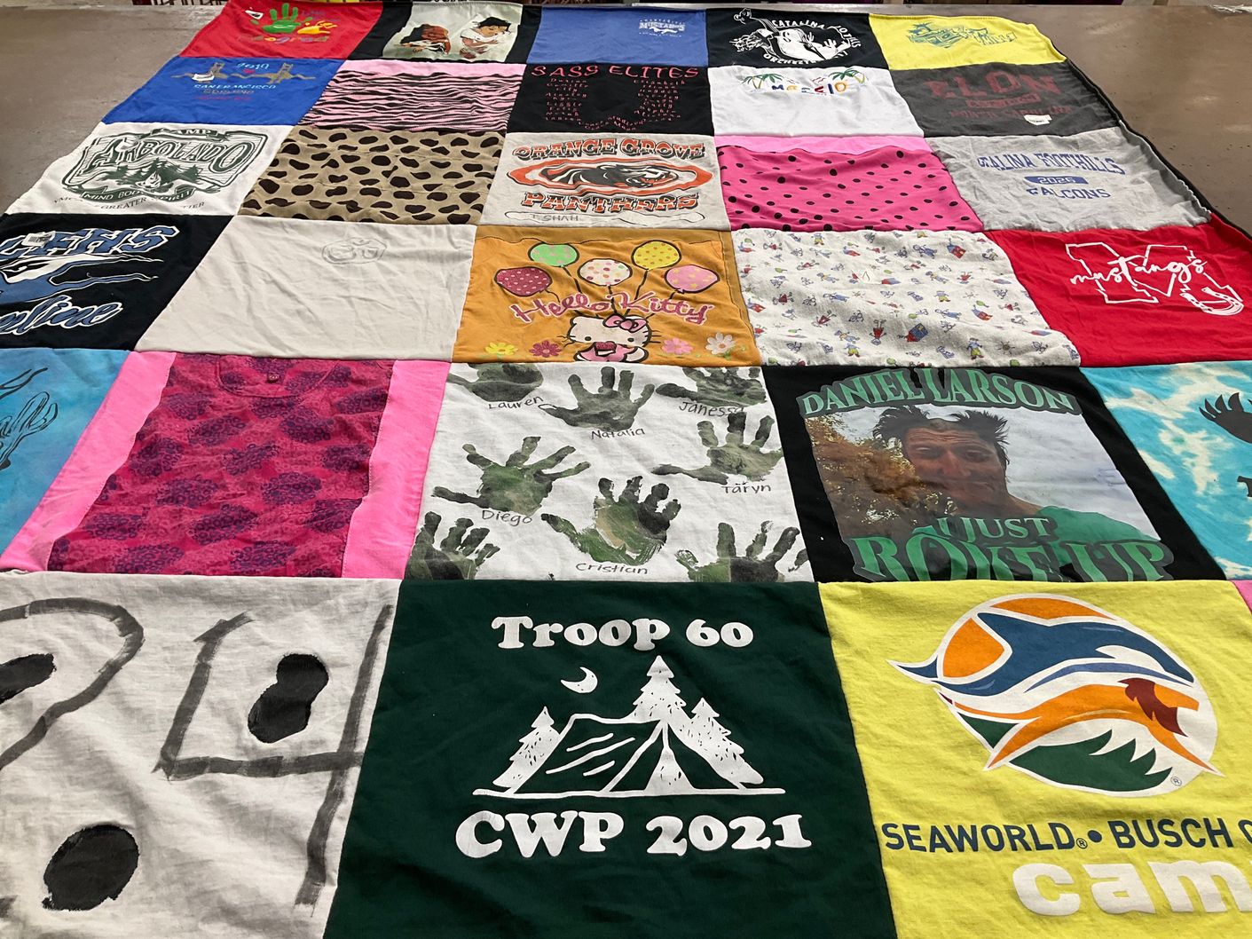 T-shirt quilt from mustang high school by Ingrid from AZ