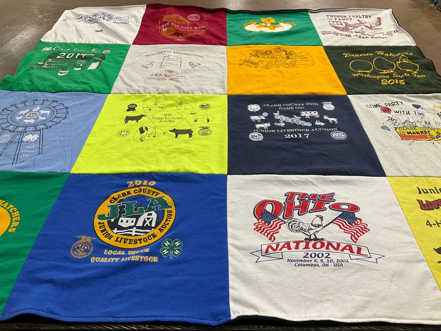 T-shirt quilt with agriculture, livestock themes by Laurie from WA