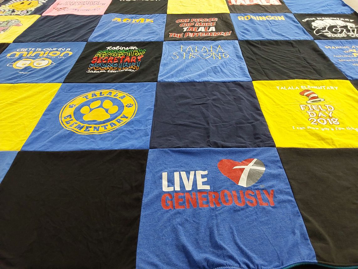 T-shirt quilt from talala elementary school by CARLOTTA from IL