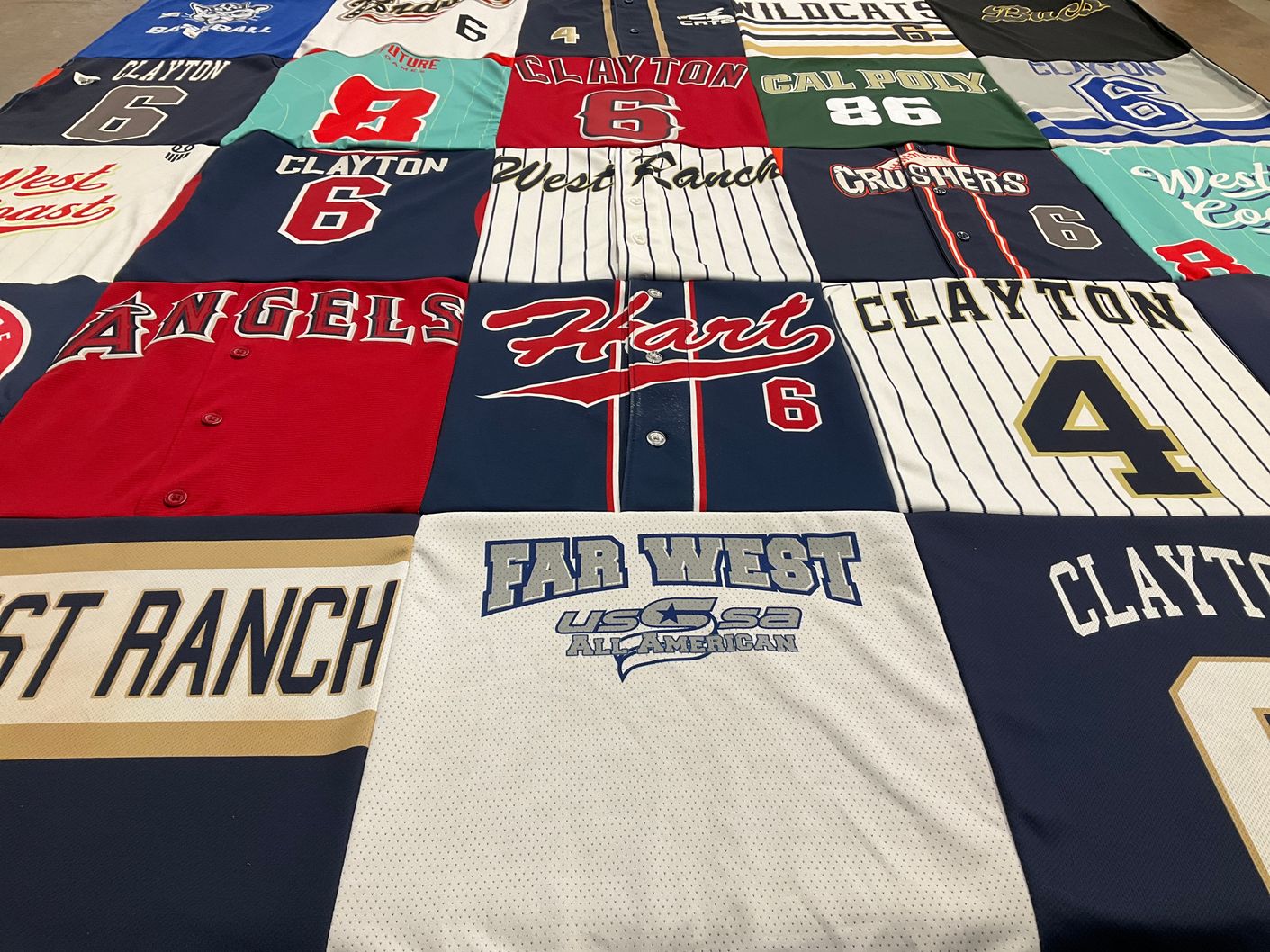 T-shirt quilt featuring clayton high school baseball team by Tracy from CA