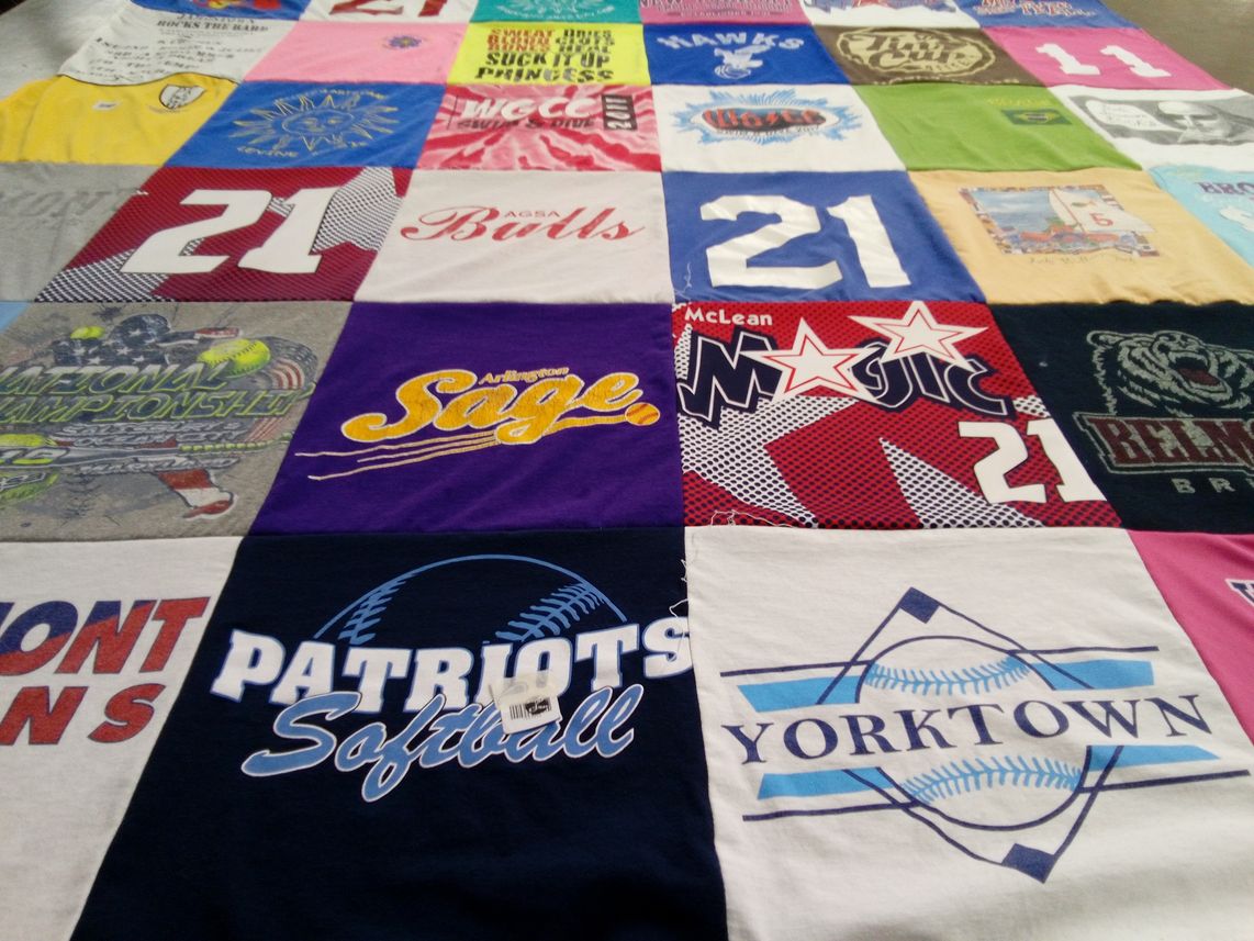 T-shirt quilt featuring yorktown high school, patriots softball by Karen from VA