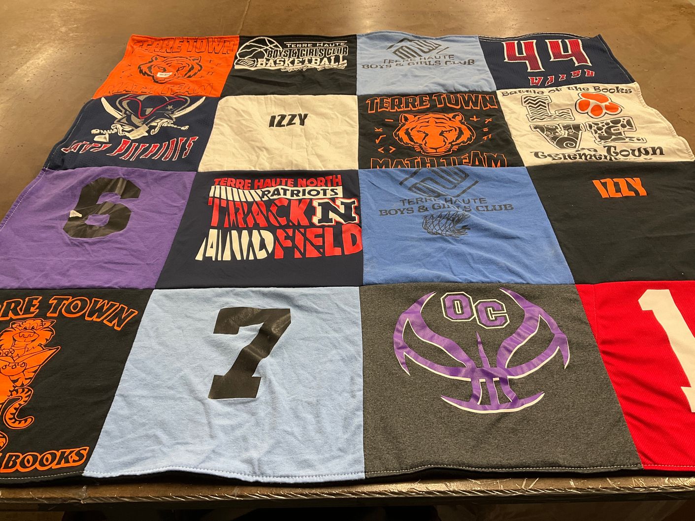 T-shirt quilt from terre haute north high school by Kayla from IN