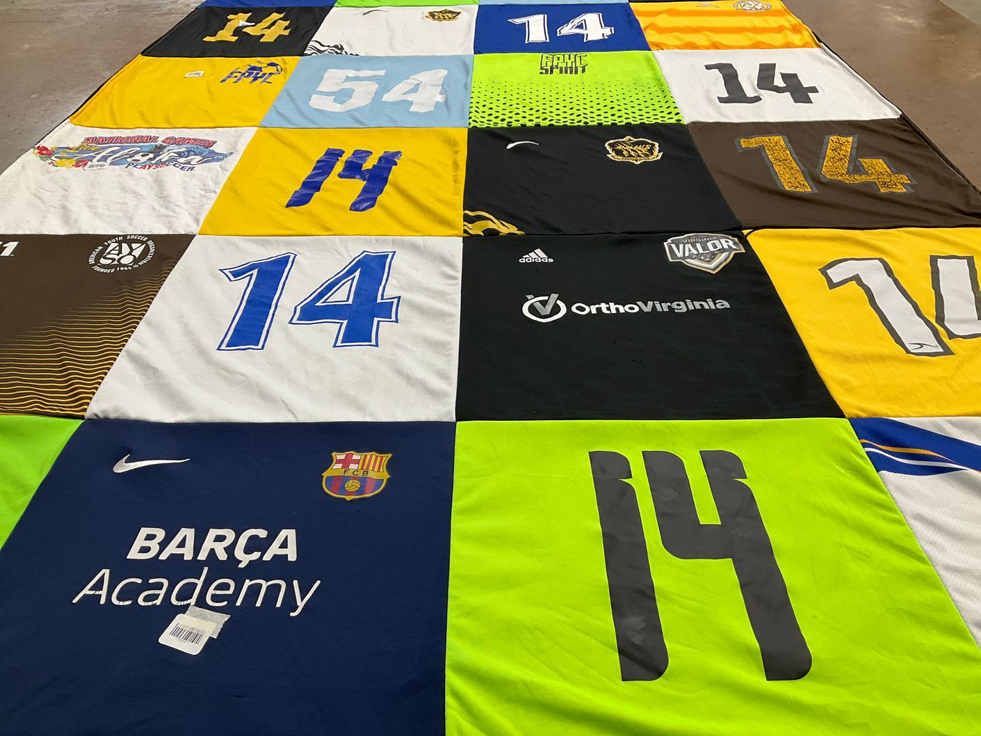 T-shirt quilt with soccer themes by Lisa from VA