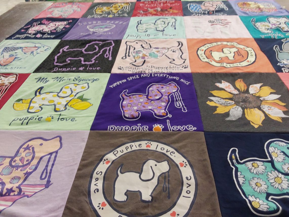 T-shirt quilt with dogs, pets themes by Jennifer from VA