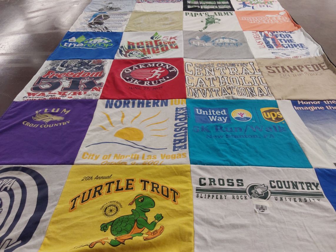 T-shirt quilt featuring cross country team by Karen from PA
