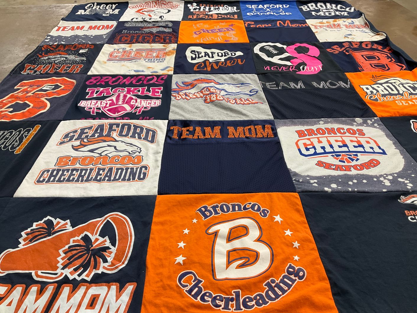 T-shirt quilt featuring seaford broncos cheerleading by Jennifer from NY