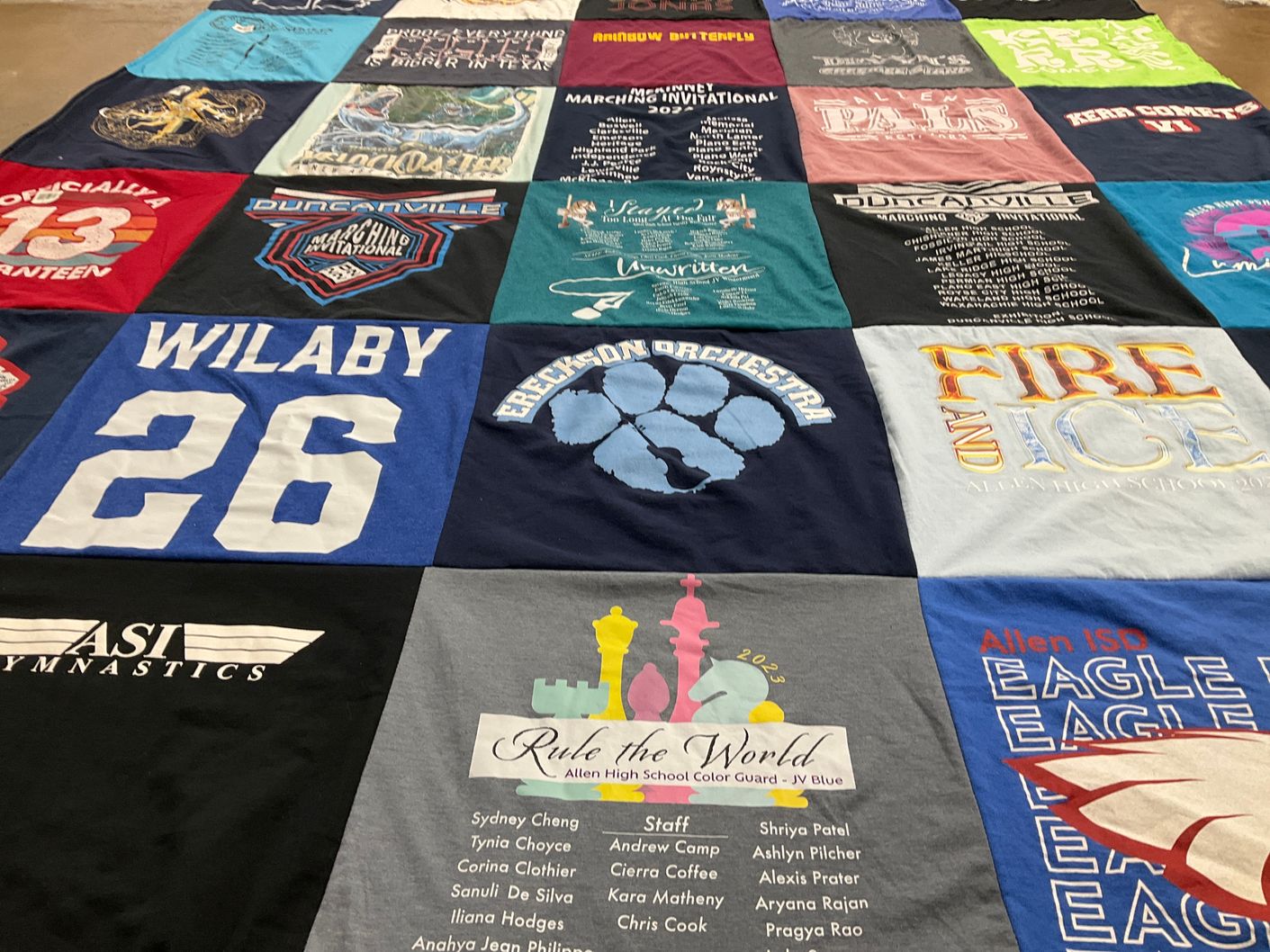 T-shirt quilt from allen high school by Molly from TX