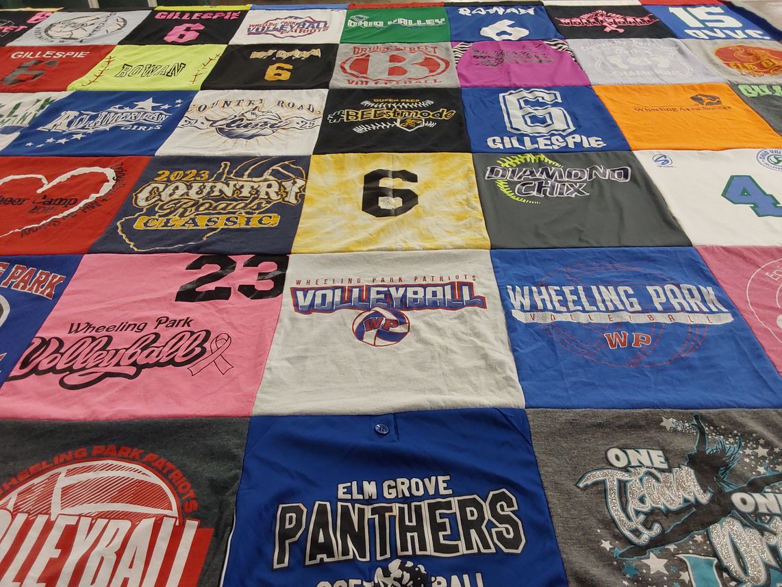 T-shirt quilt featuring wheeling park patriots, elm grove panthers by Stephanie from WV