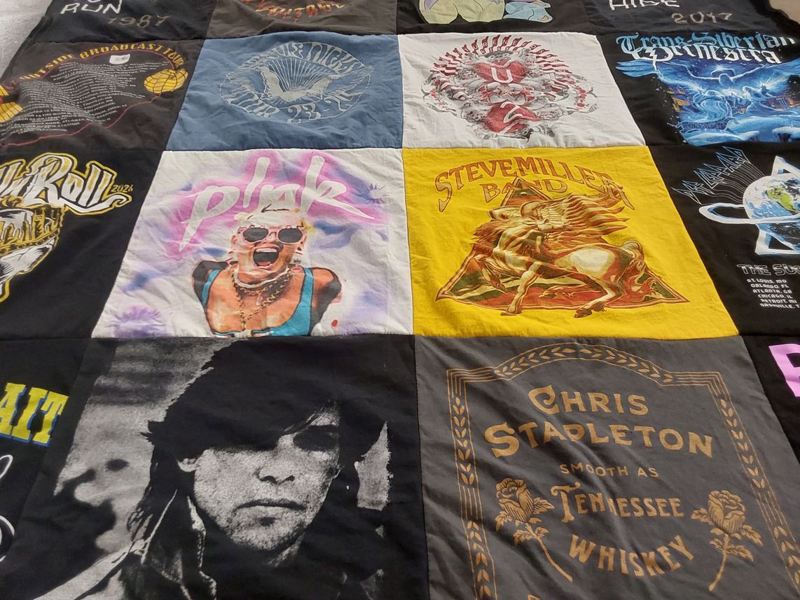 T-shirt quilt with music, concerts themes by Kimberly from MD