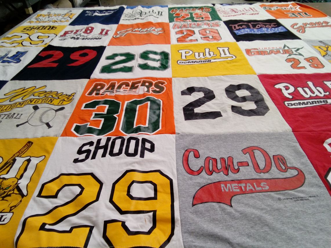 T-shirt quilt featuring racers by Emilie from WI