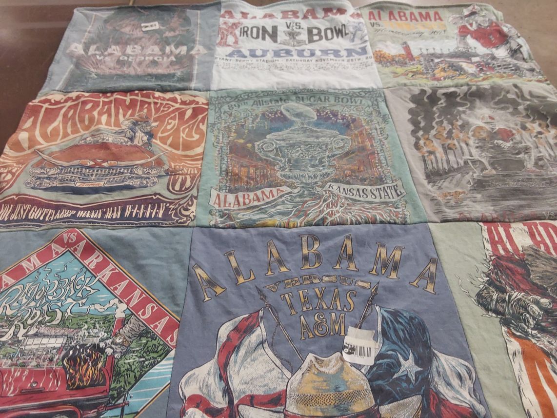 T-shirt quilt featuring university of arkansas, texas a&m university by Lisa from TX