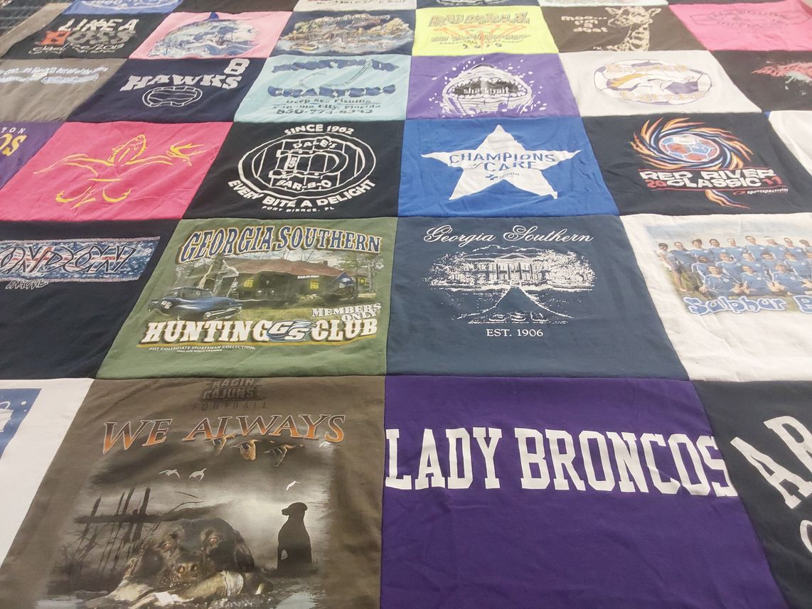 T-shirt quilt featuring georgia southern eagles, lady broncos by William from TX