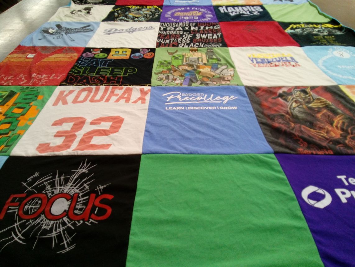 T-shirt quilt from badger college by Elizabeth from WI