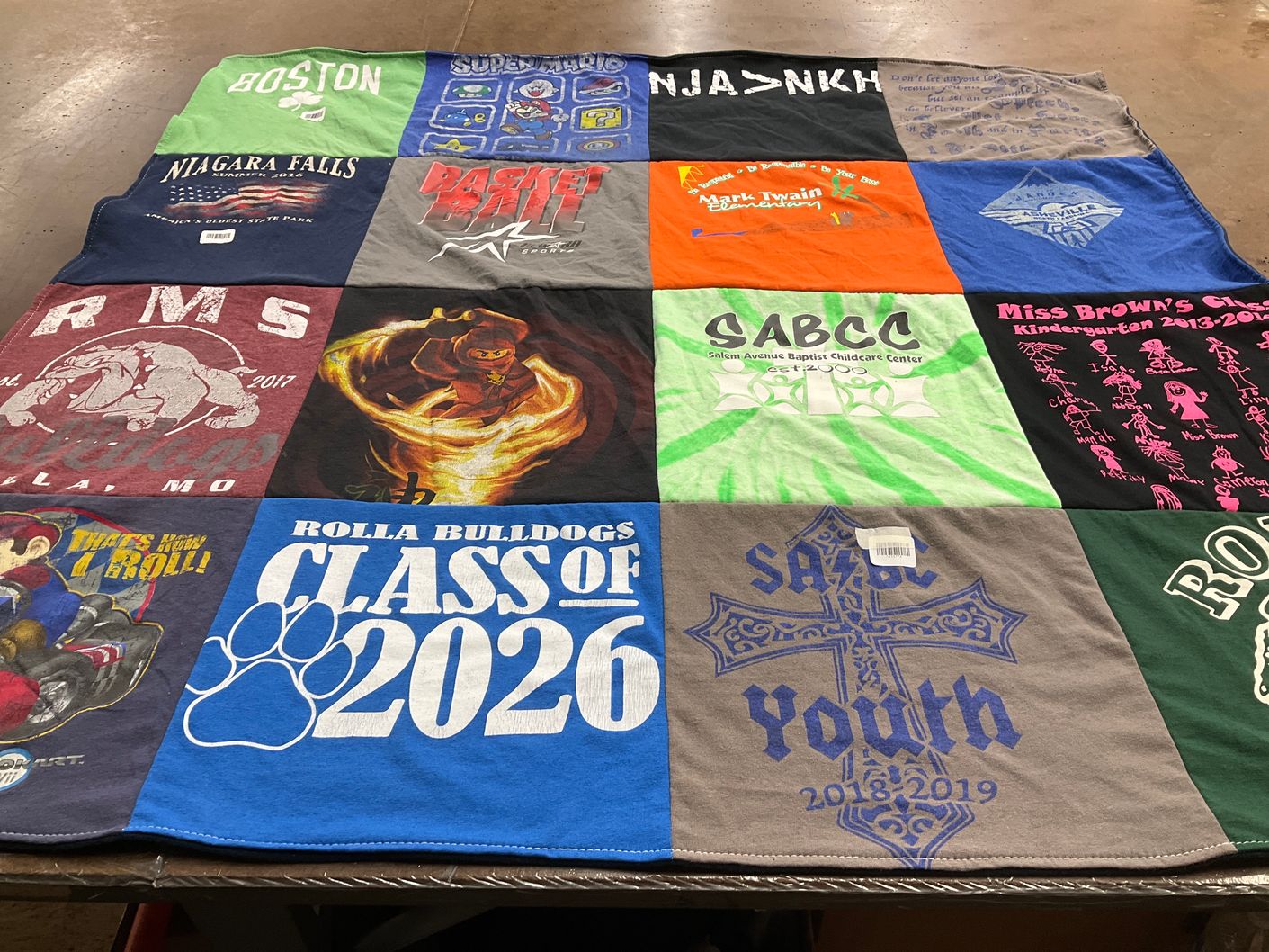 T-shirt quilt featuring rolla bulldogs by Sheriee from MO