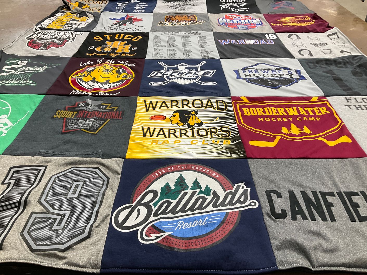 T-shirt quilt featuring warroad warriors by Alona from MN