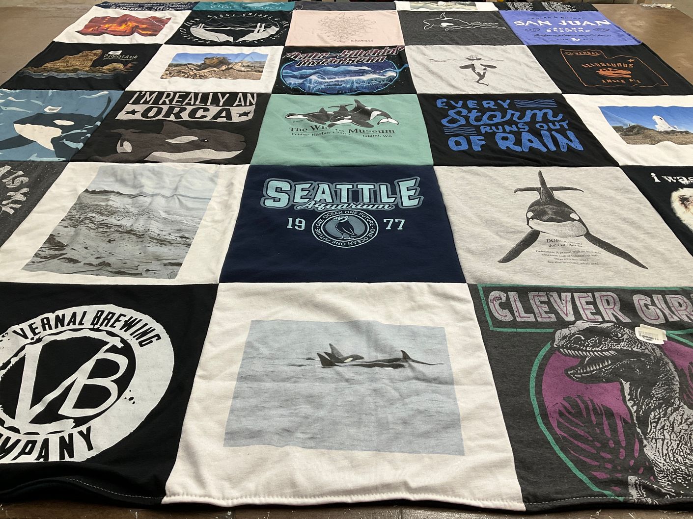 T-shirt quilt with marine life, whales themes by Tamisha from CO