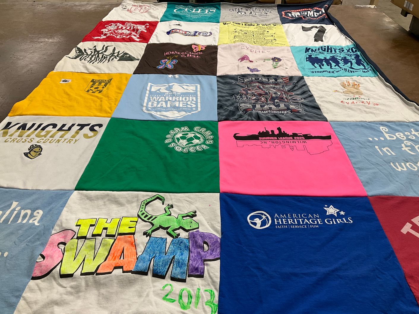 T-shirt quilt featuring knights cross country by Wendy from NC