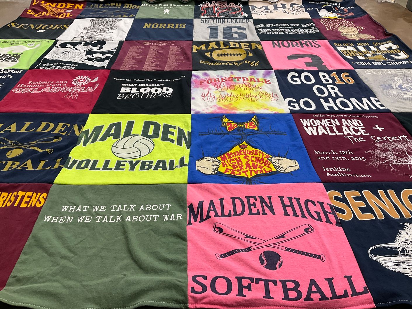 T-shirt quilt from malden high school by Joylyn from MA