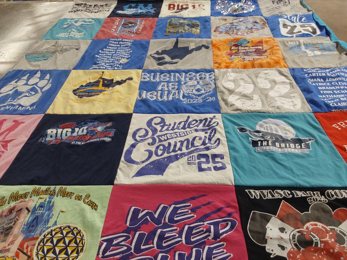 T-shirt quilt from west virginia university by Trina from WV
