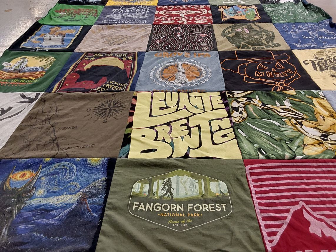 T-shirt quilt with nature, outdoors themes by Joshua from TX