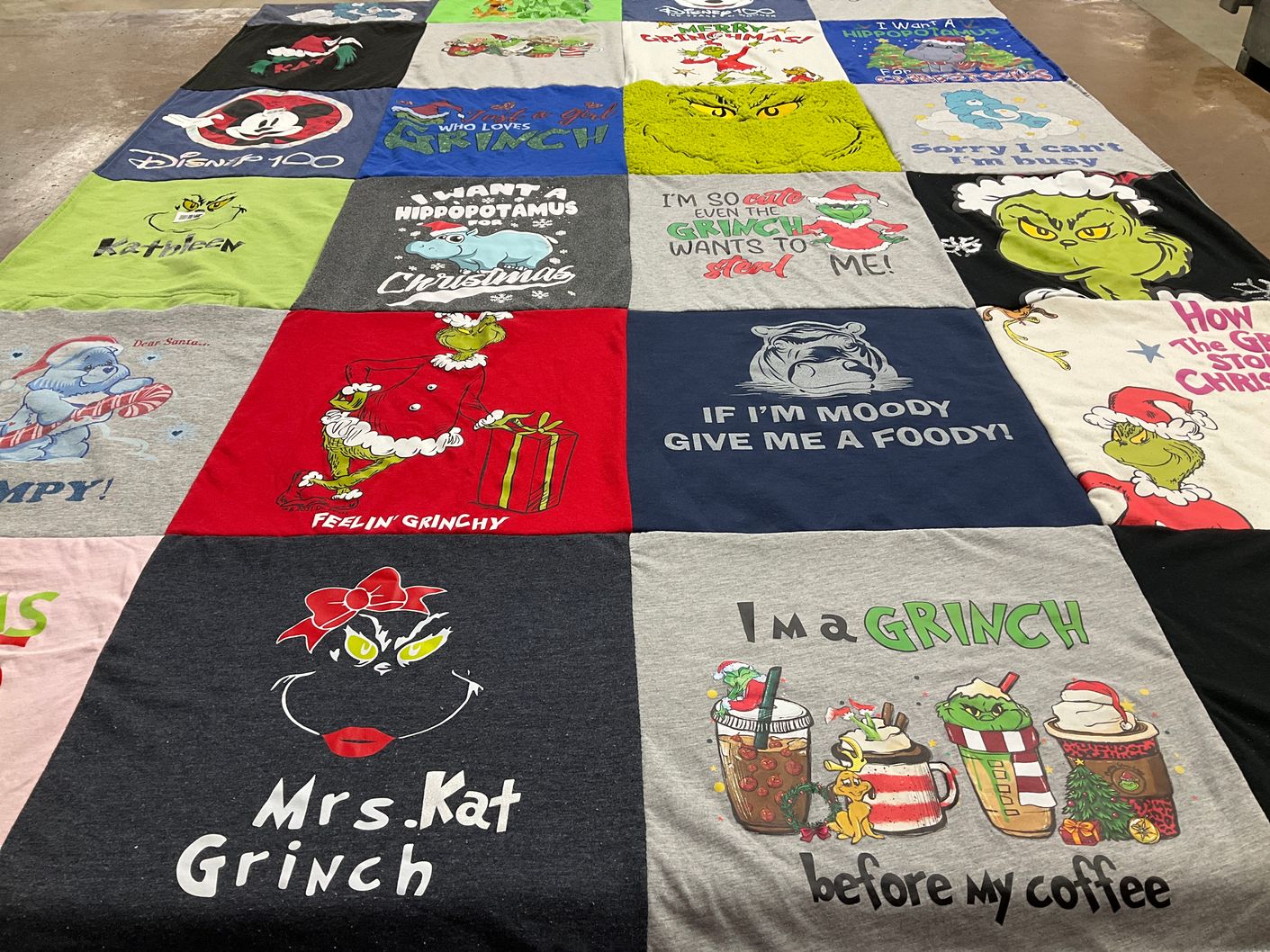 T-shirt quilt with holiday, humor themes by Tom from OH