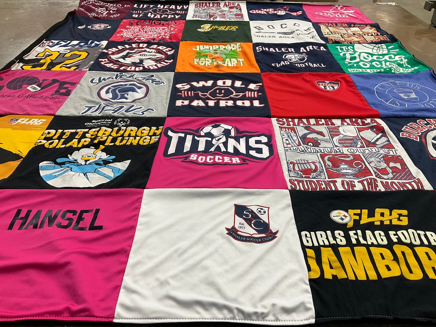 T-shirt quilt from shaler area high school by Beth from PA