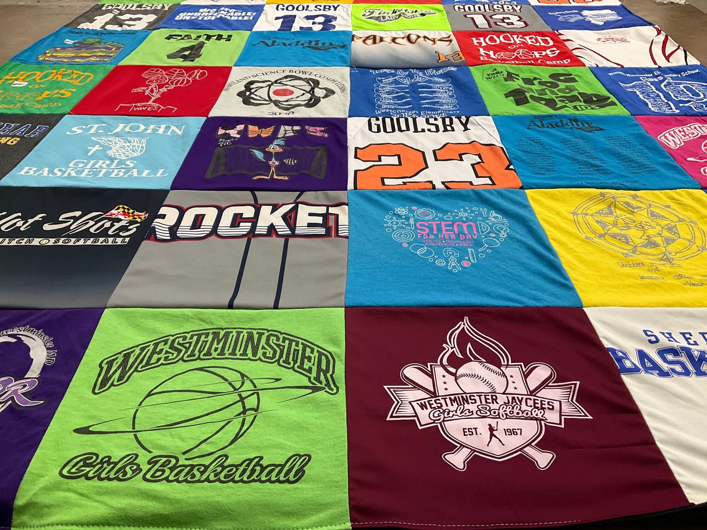 T-shirt quilt featuring westminster girls basketball, westminster girls softball by Kristine from MD